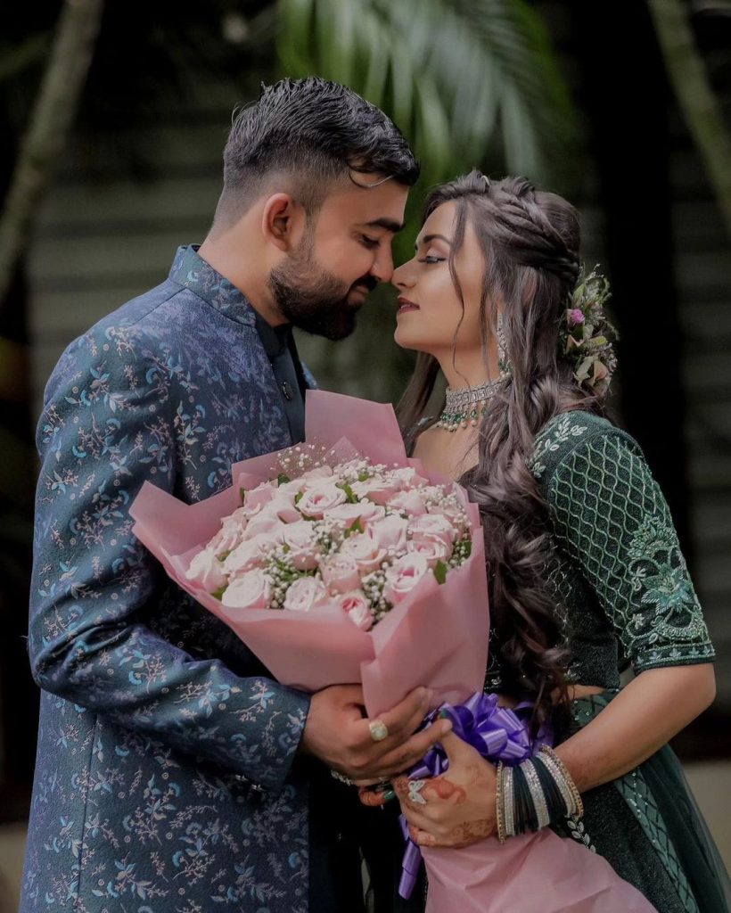Beautiful Couples stands to each other.  express there unconditional love and creating memories at the time of their pre wedding shoot.