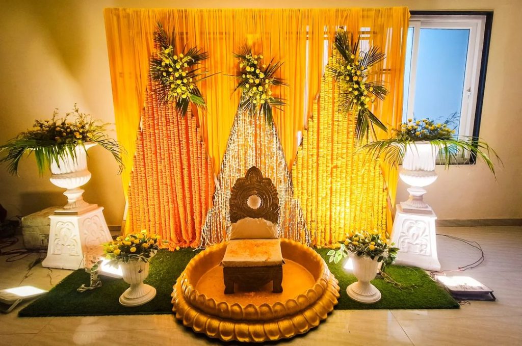 Vibrant Haldi decoration representing top Haldi decoration in Gorakhpur.