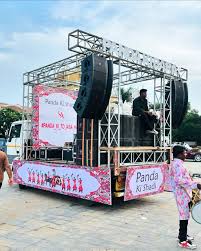 Grand wedding procession featuring Barat & DJ on Wheel in Azamgarh with high-energy music and custom themes.